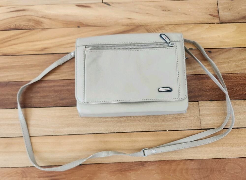 Travelon Crossbody Purse Bag Wallet Beige READ